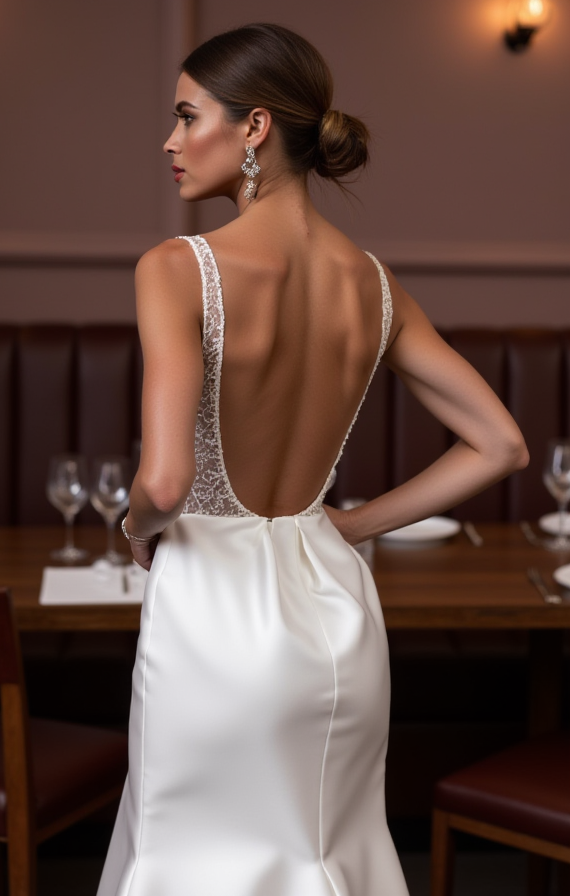 Romantic A-Line Bridal Gown with a Timeless Design backless mesh New Satin
