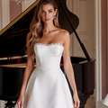 Modern Short Wedding Dress and Mini Dress with a Sweetheart Neckline backless New Satin Short Wedding Dress silk