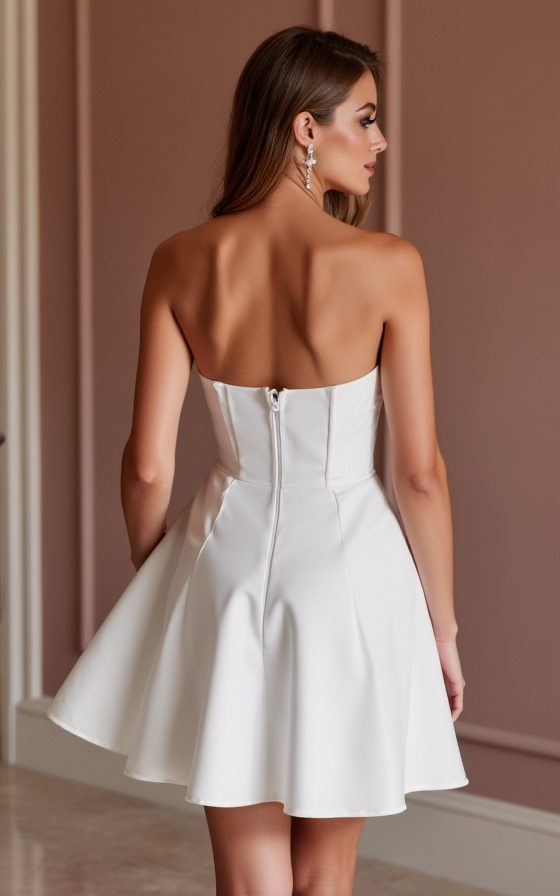 Modern Short Wedding Dress and Mini Dress with a Sweetheart Neckline backless New Satin Short Wedding Dress silk