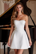 Modern Short Wedding Dress and Mini Dress with a Sweetheart Neckline backless New Satin Short Wedding Dress silk