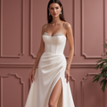 A-Line Wedding Dress with a Pleated Skirt for a Graceful Look backless New Satin