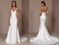 Sexy White Mermaid Wedding Gown with an Off-the-Shoulder Neckline for a Romantic Touch backless New Satin white