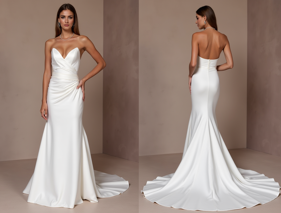 Sexy White Mermaid Wedding Gown with an Off-the-Shoulder Neckline for a Romantic Touch backless New Satin white