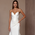 Sexy White Mermaid Wedding Gown with an Off-the-Shoulder Neckline for a Romantic Touch backless New Satin white