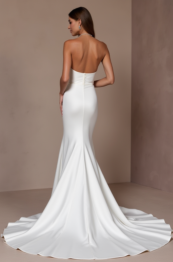 Sexy White Mermaid Wedding Gown with an Off-the-Shoulder Neckline for a Romantic Touch backless New Satin white