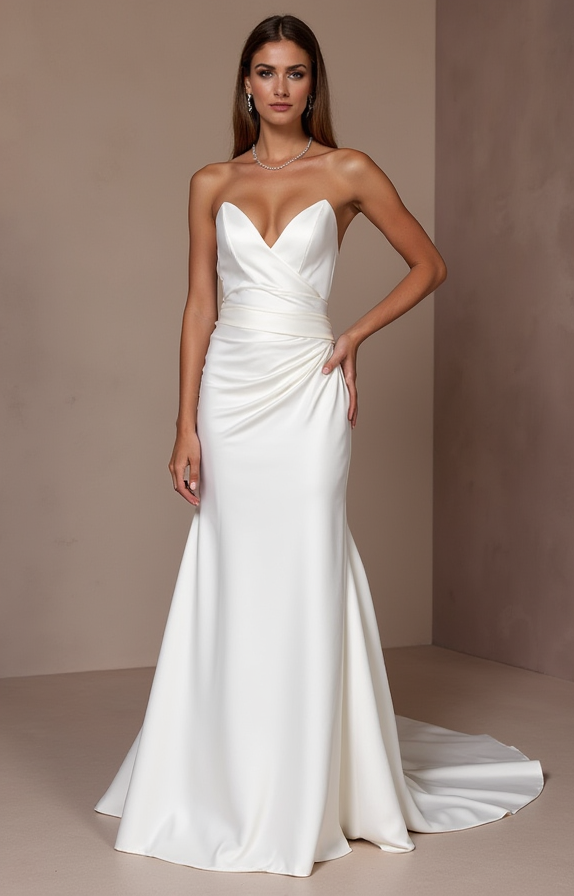 Sexy White Mermaid Wedding Gown with an Off-the-Shoulder Neckline for a Romantic Touch backless New Satin white