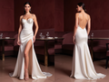 Soft A-Line Gown with a Lace Bodice for a Feminine Touch backless New Satin