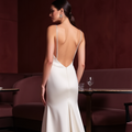 Soft A-Line Gown with a Lace Bodice for a Feminine Touch backless New Satin