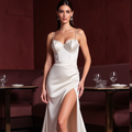 Soft A-Line Gown with a Lace Bodice for a Feminine Touch backless New Satin