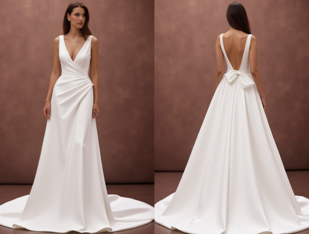 A-Line Wedding Dress with a Sparkling Sequin Detail for a Glamorous Look backless New Satin