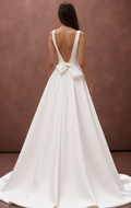 A-Line Wedding Dress with a Sparkling Sequin Detail for a Glamorous Look backless New Satin