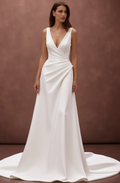 A-Line Wedding Dress with a Sparkling Sequin Detail for a Glamorous Look backless New Satin
