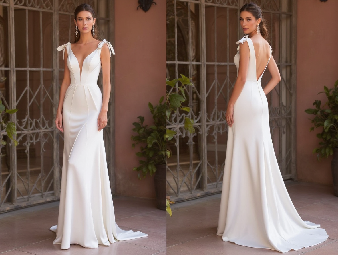 Elegant A-Line Wedding Dress with a Lace Overlay for a Vintage Touch backless New Satin