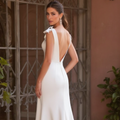 Elegant A-Line Wedding Dress with a Lace Overlay for a Vintage Touch backless New Satin