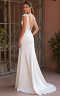 Elegant A-Line Wedding Dress with a Lace Overlay for a Vintage Touch backless New Satin
