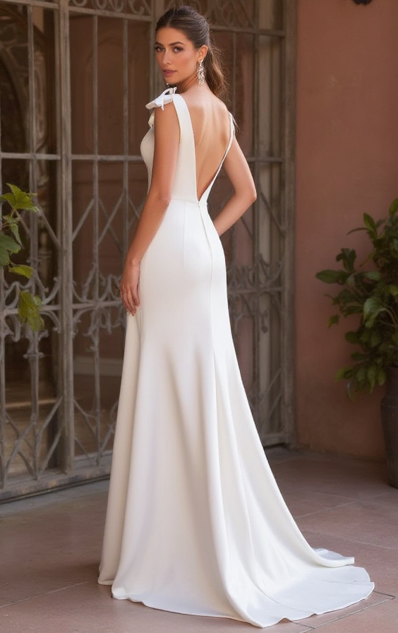 Elegant A-Line Wedding Dress with a Lace Overlay for a Vintage Touch backless New Satin