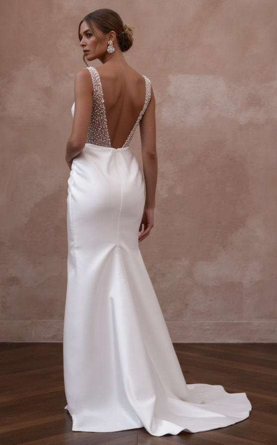 A-Line Wedding Dress for Brides Who Love a Traditional Look backless New Satin