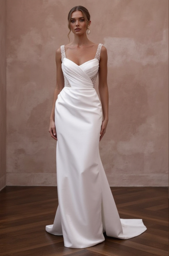 A-Line Wedding Dress for Brides Who Love a Traditional Look backless New Satin