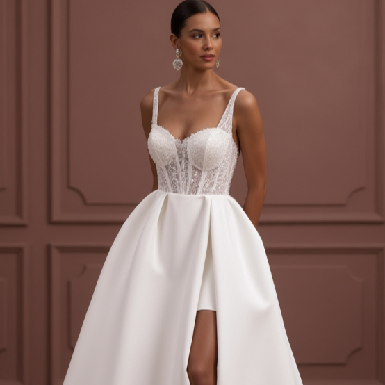 Cinderella-Inspired Princess Wedding Dress for a Dreamy Look New Satin split