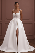 Cinderella-Inspired Princess Wedding Dress for a Dreamy Look New Satin split
