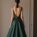 Flattering Green Evening Dress & Prom Gown with Ruched Fabric for a Sculpted Fit green New Satin