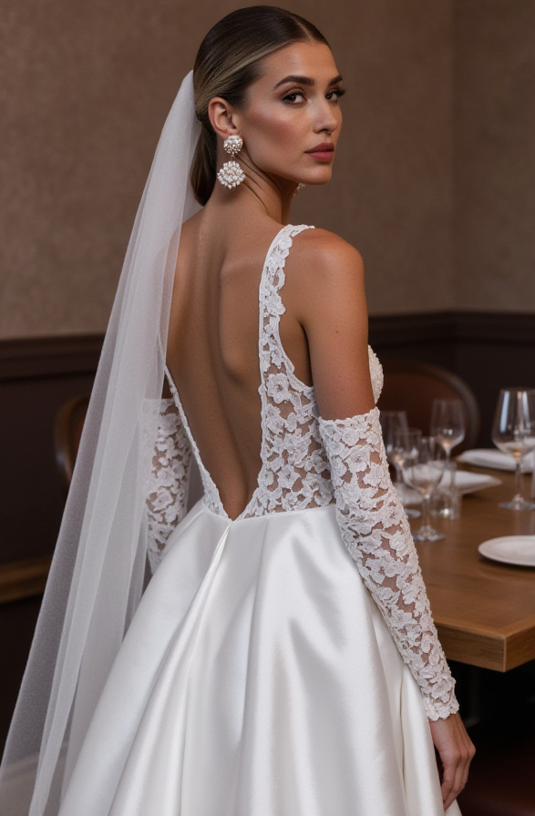 Beautiful A-Line Wedding Dress with Beaded Details for Extra Sparkle backless embroidery New Satin