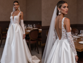 Beautiful A-Line Wedding Dress with Beaded Details for Extra Sparkle backless embroidery New Satin