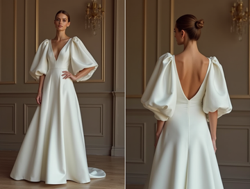 A-Line White Wedding Dress with a Low Back for a Sexy, Elegant Look backless New Satin white