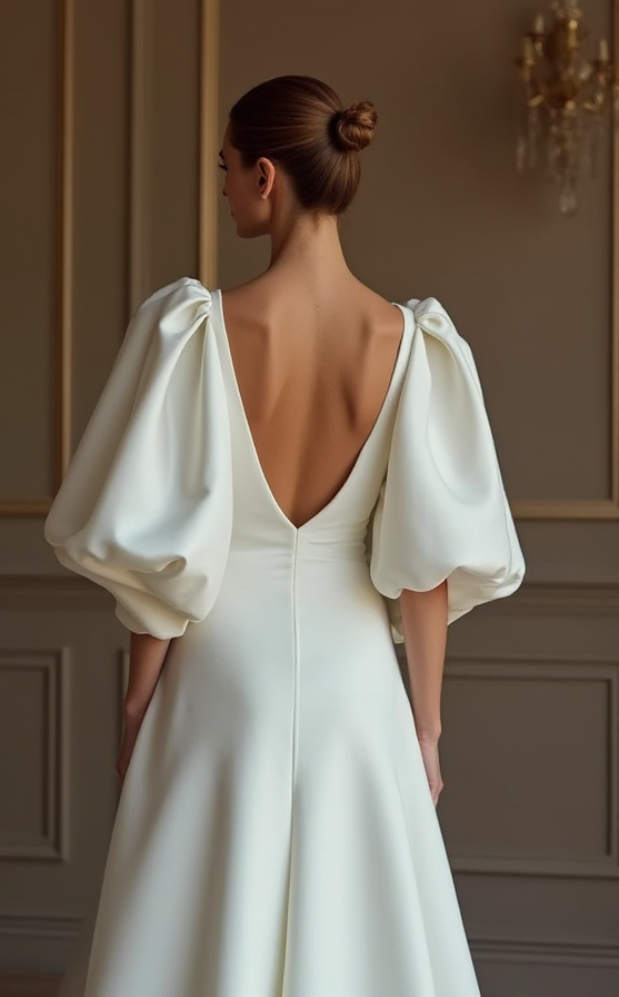 A-Line White Wedding Dress with a Low Back for a Sexy, Elegant Look backless New Satin white