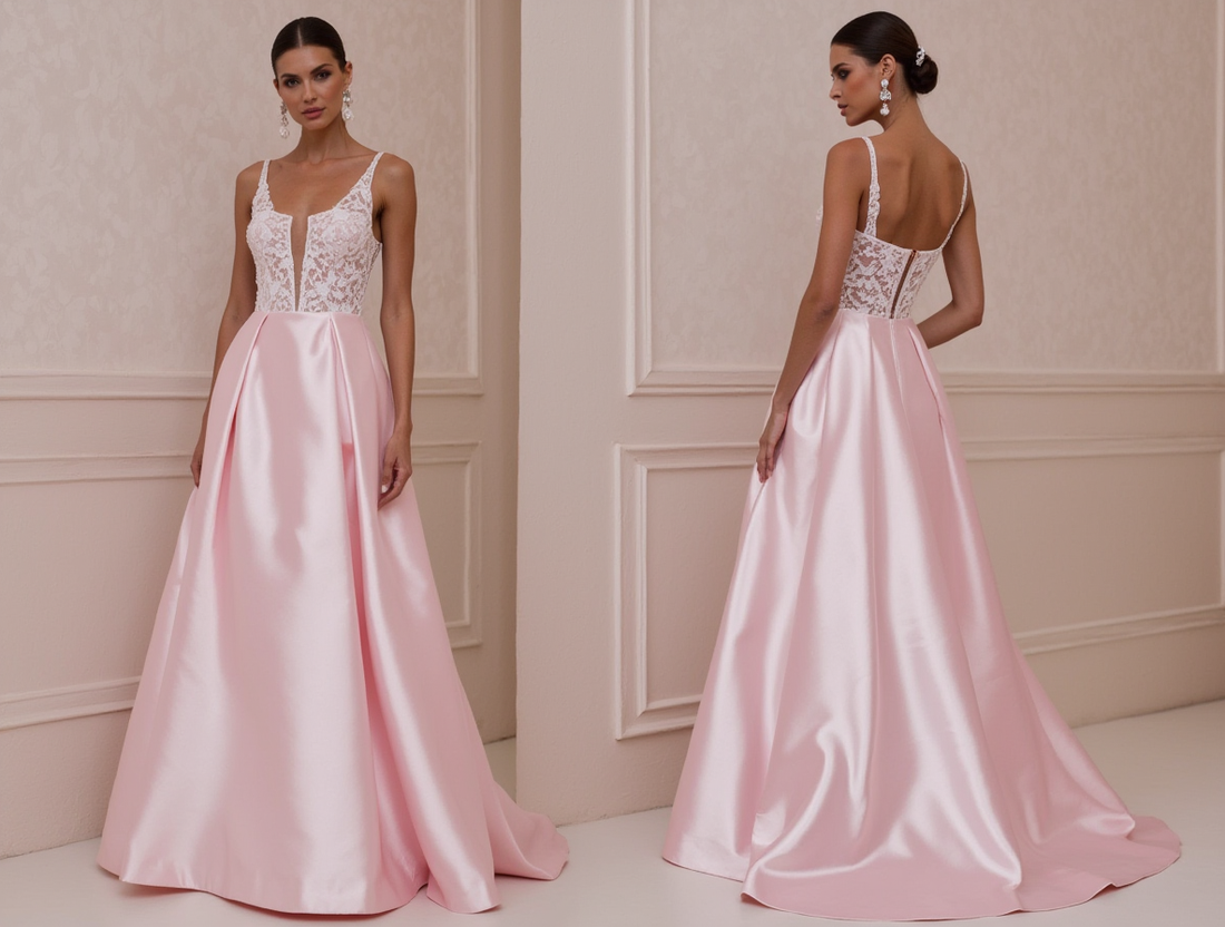 A-Line Bridal Gown with a Romantic Illusion Neckline backless embroidery New Satin