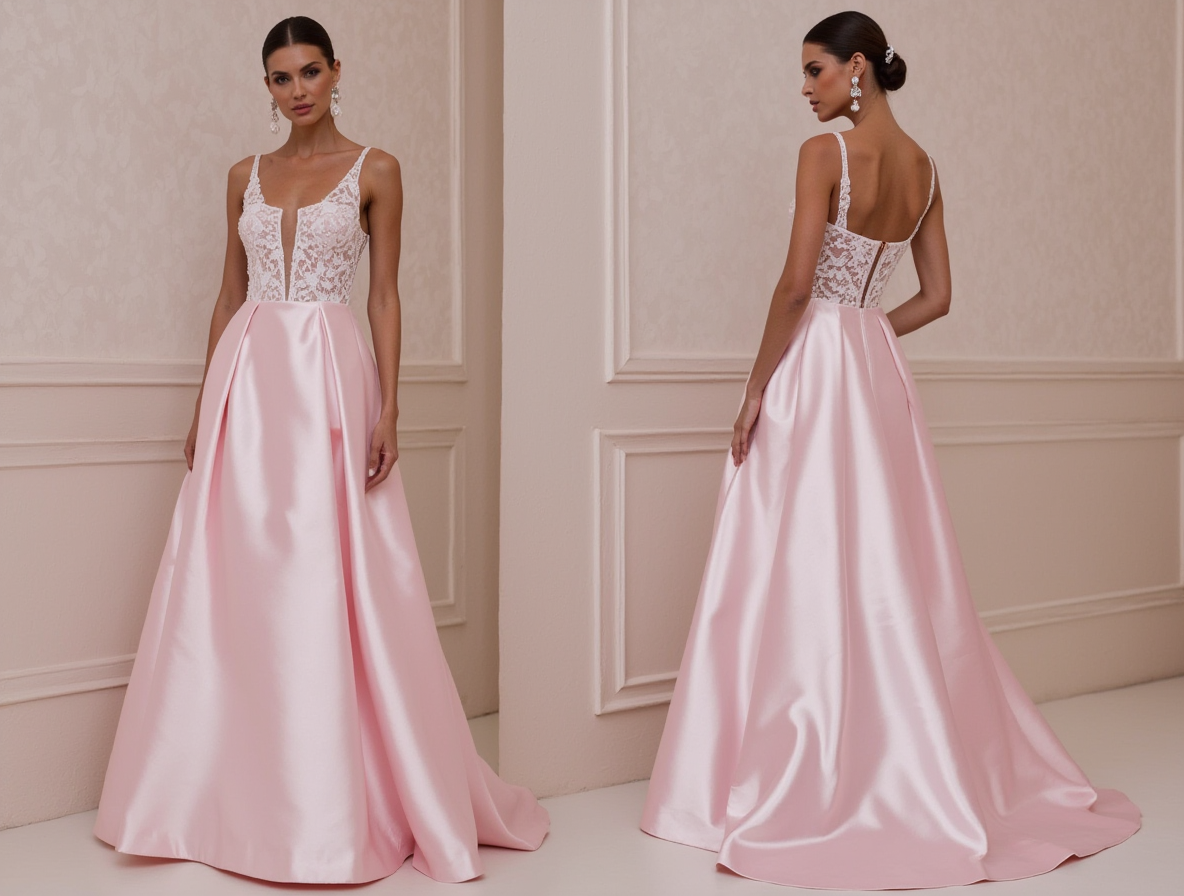 A-Line Bridal Gown with a Romantic Illusion Neckline backless embroidery New Satin
