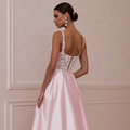 A-Line Bridal Gown with a Romantic Illusion Neckline backless embroidery New Satin