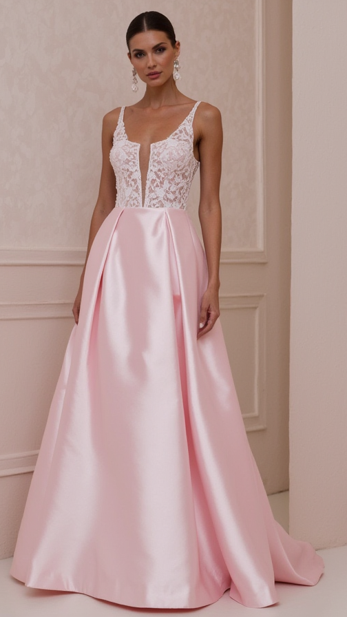 A-Line Bridal Gown with a Romantic Illusion Neckline backless embroidery New Satin