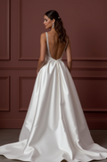 Princess Wedding Gown with a Long Train for a Stunning Entrance New Satin