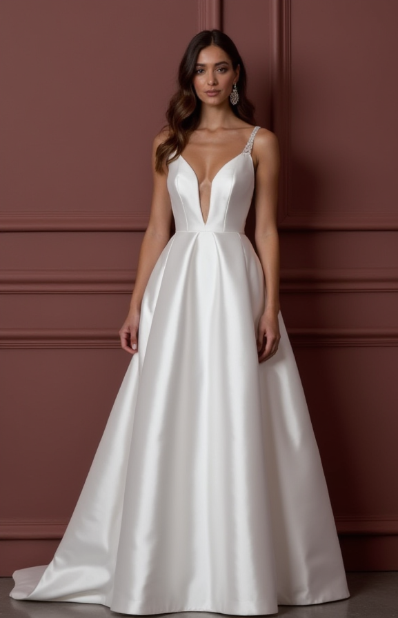 Princess Wedding Gown with a Long Train for a Stunning Entrance New Satin