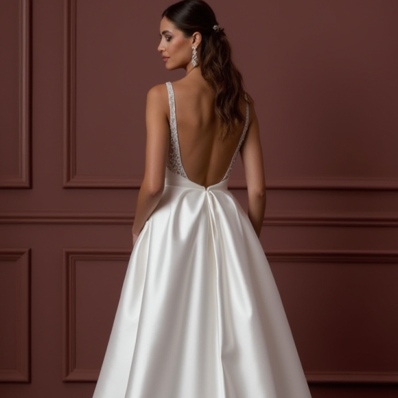 Princess Wedding Gown with a Long Train for a Stunning Entrance New Satin