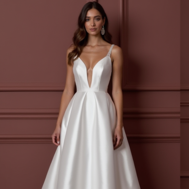 Princess Wedding Gown with a Long Train for a Stunning Entrance New Satin