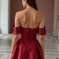 Trendy Red Evening Dress & Prom Dress with Tiered Ruffles and Sparkle Details New red Satin