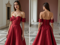 Trendy Red Evening Dress & Prom Dress with Tiered Ruffles and Sparkle Details New red Satin