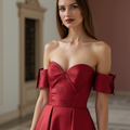 Trendy Red Evening Dress & Prom Dress with Tiered Ruffles and Sparkle Details New red Satin