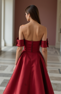 Trendy Red Evening Dress & Prom Dress with Tiered Ruffles and Sparkle Details New red Satin