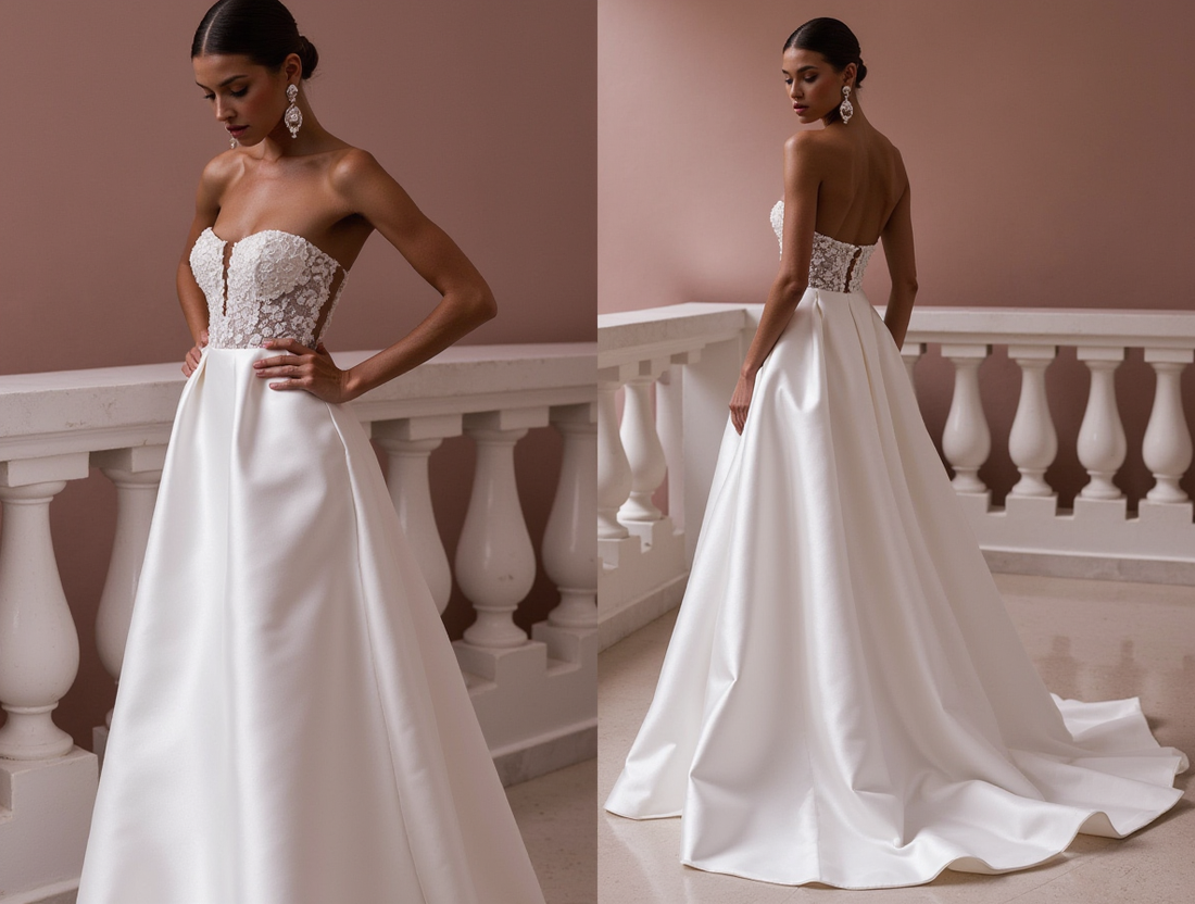 A-Line Wedding Dress with Soft Tulle Layers for a Dreamy Effect backless embroidery New Satin