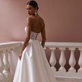 A-Line Wedding Dress with Soft Tulle Layers for a Dreamy Effect backless embroidery New Satin