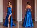 Elegant Evening Dress and Prom Gown with Ruching for a Flattering Fit backless New Satin