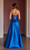 Elegant Evening Dress and Prom Gown with Ruching for a Flattering Fit backless New Satin