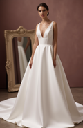 Princess Ball Gown Wedding Dress with a Regal and Timeless Style New Satin
