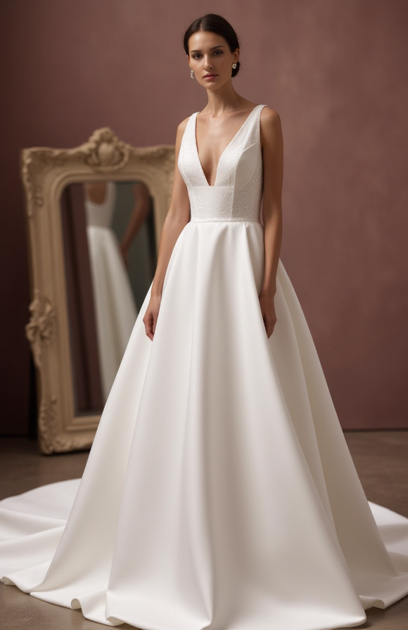 Princess Ball Gown Wedding Dress with a Regal and Timeless Style New Satin