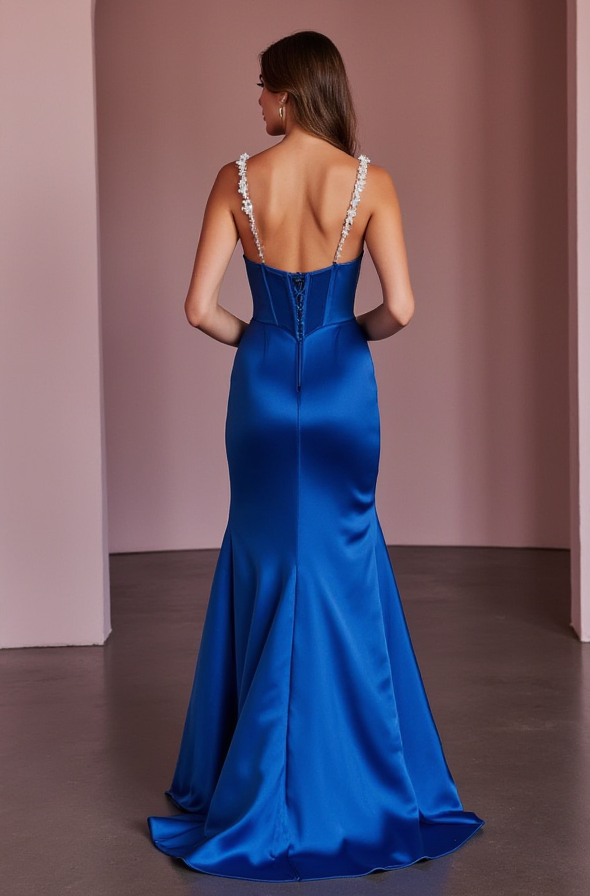 Stunning Evening Dress and Prom Dress with a Plunging Neckline for a Bold Look backless New Satin split