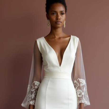 Classic A-Line Wedding Gown with a Satin Finish for a Luxurious Look backless embroidery mesh New Satin