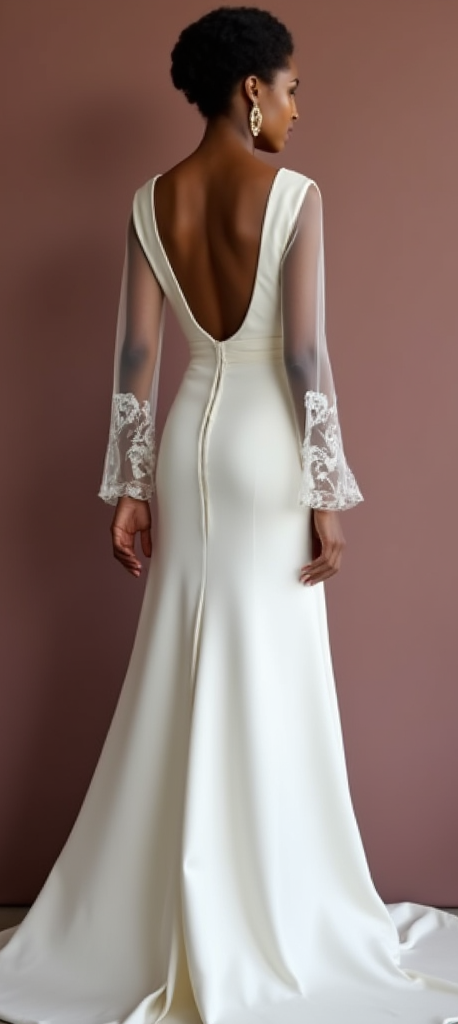 Classic A-Line Wedding Gown with a Satin Finish for a Luxurious Look backless embroidery mesh New Satin